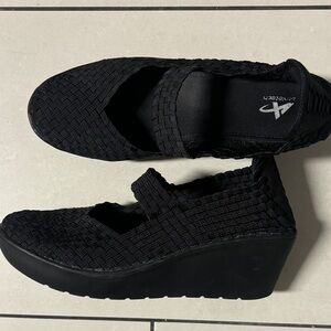 Athletech Black Woven Wedge Shoes